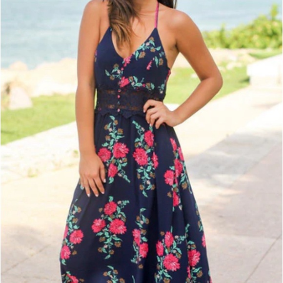 Pink Lily floral dress. Size 7. - Picture 1 of 8